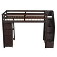 thumbnail image 3 of Twin Wood Loft Bed with Storage Drawers, Stairs and Guard Rail, Loft Bed with Shelves, Loft Bed for Teenagers, Multiple Functions Bed(Espresso), 3 of 8