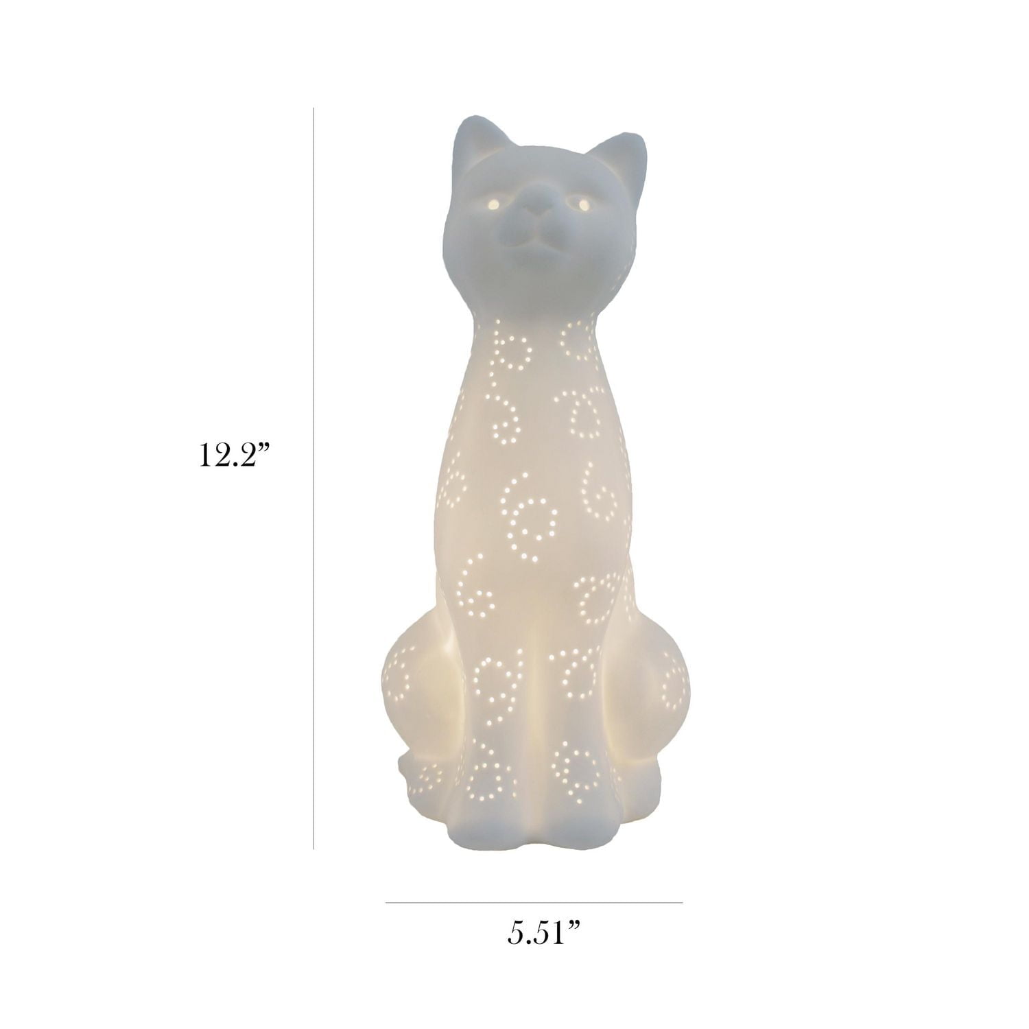 Lampe de table lumineuse Simple Designs en porcelaine en forme de chat Kitty Cat