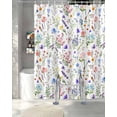 thumbnail image 3 of Split Shower Curtain for Transfer Bench, Botanical Flowers Fabric Shower Curtains for Bathroom, Watercolor Floral Plants Country Tub Sliding Transfer Bench Waterproof Bath Curtains 72"x84", 3 of 9