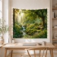 thumbnail image 5 of Waterfall Forest with Bench Beneath Tree, Serene Fantasy Style for Nature Lovers, Waterfall Wall Art, Housewarming Gift, Tapestry Wall Hanging for Bedroom and Reading Nook, 5 of 7