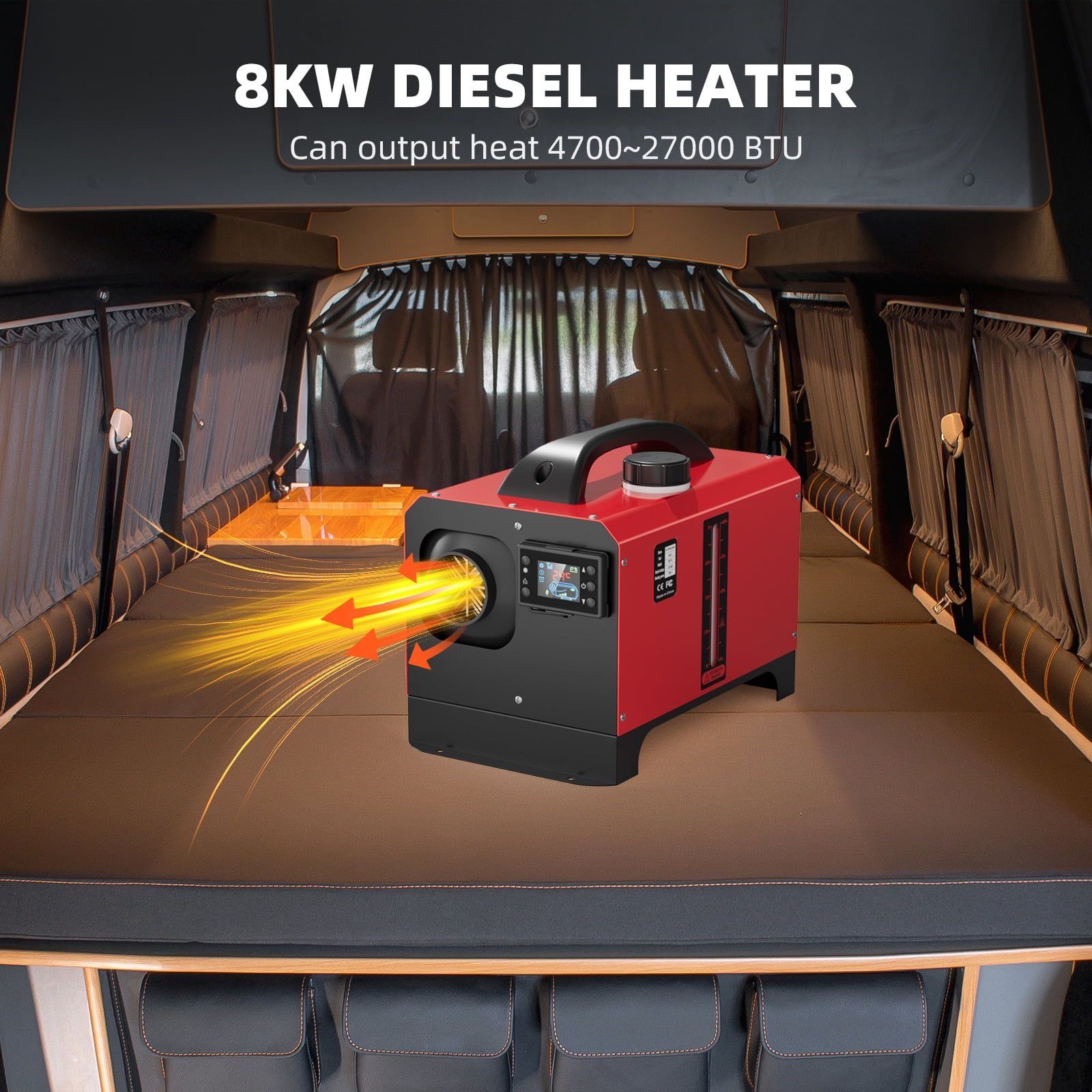 Diesel Heater 12V, Portable 8KW Air Heater with LCD Switch & Remote Control