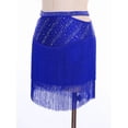 thumbnail image 7 of inlzdz Women's Latin Dance Skirt Fringe Tassels Shiny Ballroom Salsa Skirt for Stage Show Competition Blue S, 7 of 7