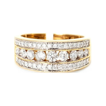 14k Yellow Gold 3 Row Wedding Band Ring (2.0 Ct)