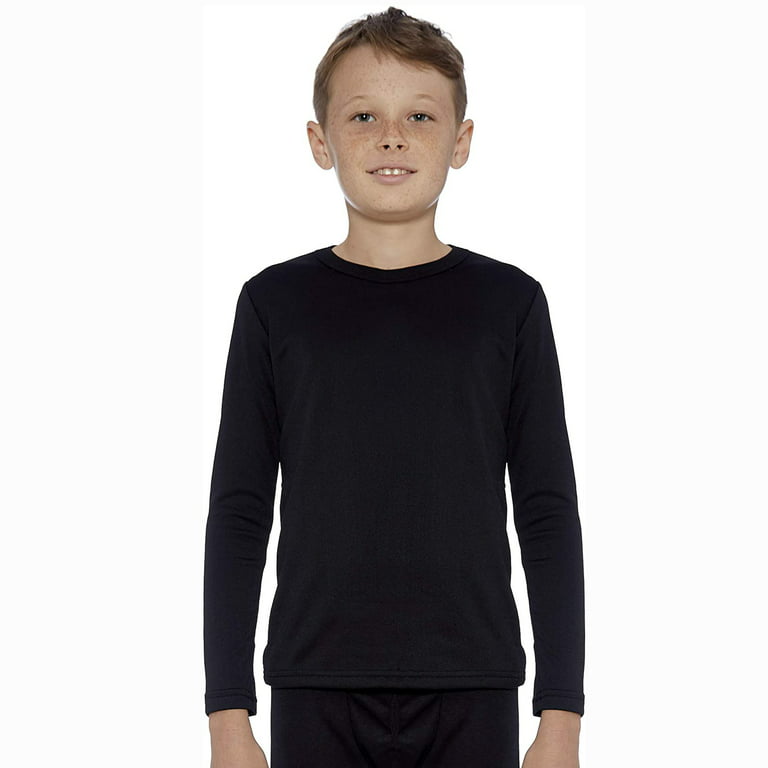 Rocky Thermal Underwear Shirt for Kids Base Layer Long Johns for Boys,  Black Large