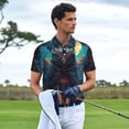 thumbnail image 3 of Balery Starry Sky Moon Wolf Leader Camisa Polo de Hombre con Estampado, de Manga Corta y Tejido Medio, Camisa Tipo Golf Polo-Small, 3 of 6