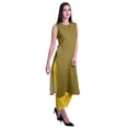 thumbnail image 3 of Moomaya Peter Pan Collar Sleeveless Kurta With Pants 2-Pcs Ethnic Suit Set For Women, 3 of 7