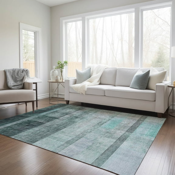 Addison Rugs Chantille Indoor/Outdoor Transitional Casual Teal Washable Rectangle Rug, 10' x 14'