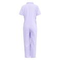 thumbnail image 6 of Riforla Women Solid Short Sleeve Shirt Zipper Elastic Waist Jumpsuit Straight Trousers Pocket Jumpsuits Womens Jumpsuits Purple L, 6 of 7