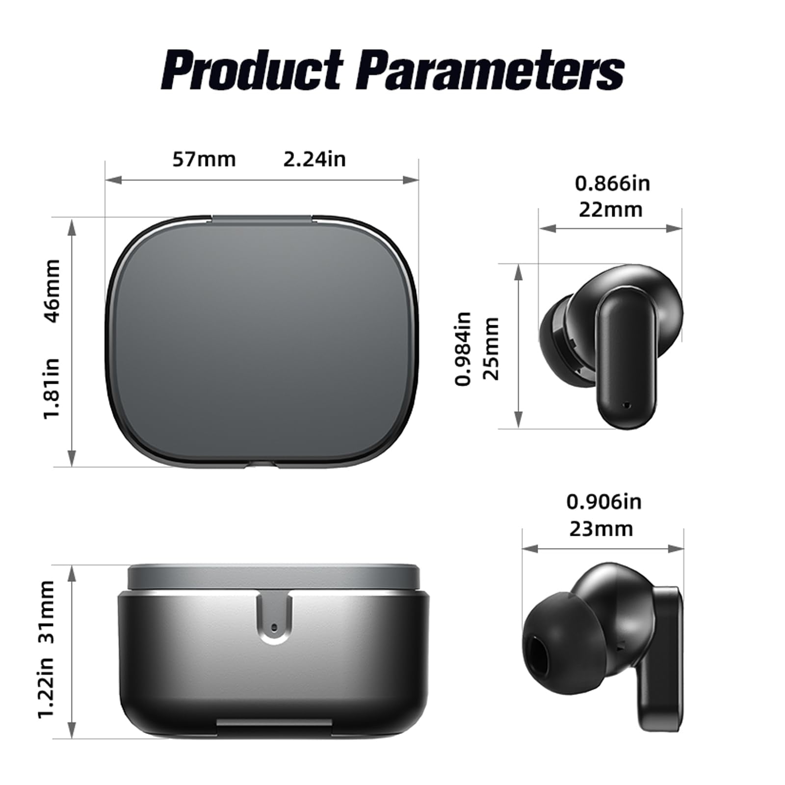 Small Mini Earbuds True Wireless Bluetooth Blue Tooth Ear Buds for Small Ears Discreet Hideen Headphones Low Profile Invisible Tiny Micro Comfortable Earbuds for Work