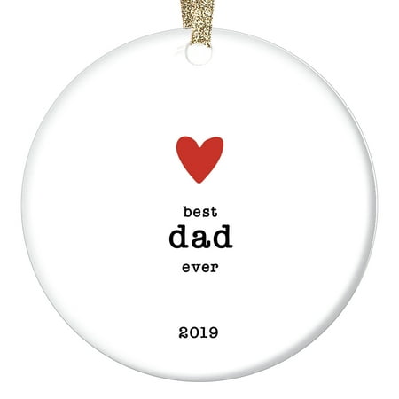 Best Dad Ever 2019 Dated Heart & Typewriter Style Love Ornament Keepsake Father Papa Daddy Christmas Present New Baby Son Daughter Children Kid 3