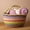 Multicolor, variant on Round Bolga Basket with Handles, Stripes, 16 Inch Wide (Navy)