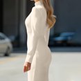 thumbnail image 4 of AUNVITO Women's Bodycon Dress Long Sleeve Square Neck Knee Length Stylish and Elegant Solid Color, 4 of 9
