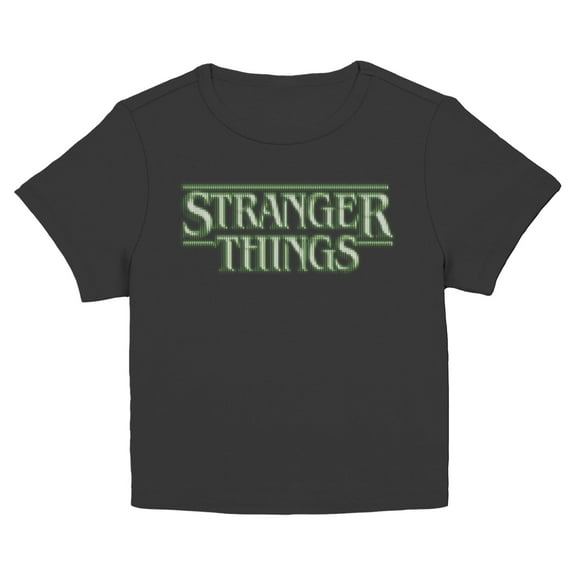 Netflix Juniors' Stranger Things Green Pixels Glitch Logo T Shirt