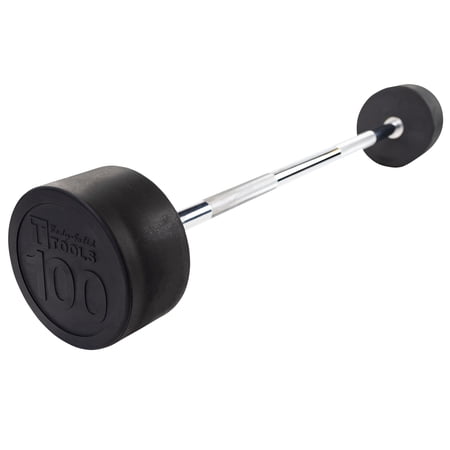 Body Solid Tools - SBB100 Rubber Coated Fixed Straight Barbell, 100lb