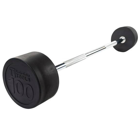 Body Solid Tools - SBB100 Rubber Coated Fixed Straight Barbell, 100lb