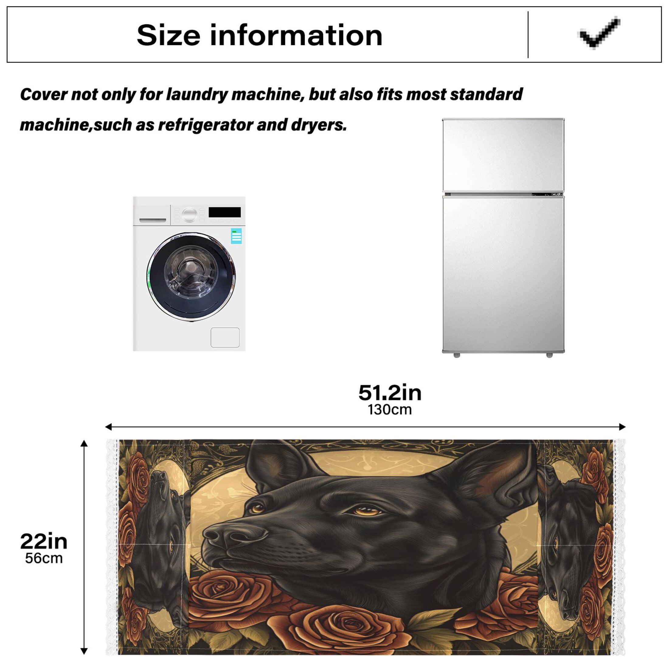 WOBOGO The Black Dog with Red Rose Washing Machine Cloth Dryer Refrigerator Top Cover Protective Non-Slip Mat For Kitchen Laundry