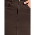 thumbnail image 5 of INSPIRE CHIC Women's Jean Skirts Raw Hem High Waisted Pockets Stretch Mid Length Denim Skirts XL Dark Brown, 5 of 6