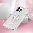 thumbnail image 5 of Funda para iPhone 16 Pro con Brillo Líquido Flotante, Purpurina, Parachoques y Anillo Giratorio Soporte, 5 of 5