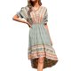 thumbnail image 1 of Txlixc - Vestido de manga corta para mujer, estilo vintage, estampado, cuello en V, con lazo, sin espalda, irregular, midi Txlixc  Moda, 1 of 9