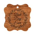 thumbnail image 1 of Darling Souvenir Custom Best Day Ever Wedding Party Tags Leaf Wreath Hang Tags-Rustic Wood-50 Tags, 1 of 1