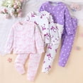 thumbnail image 2 of GCETTIC Pajamas For Kids Girls Cotton Blend Pajama Set Loose Long Sleeve Top Elastic Jogger Night Pants Pink,1-2 Years, 2 of 5