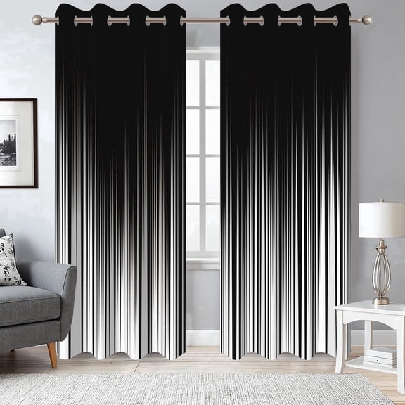 2 Panels Black and White Gray Blackout Curtains for Bedroom,Abstract Grommet Window Drapes for Living Room,52x84 Inch