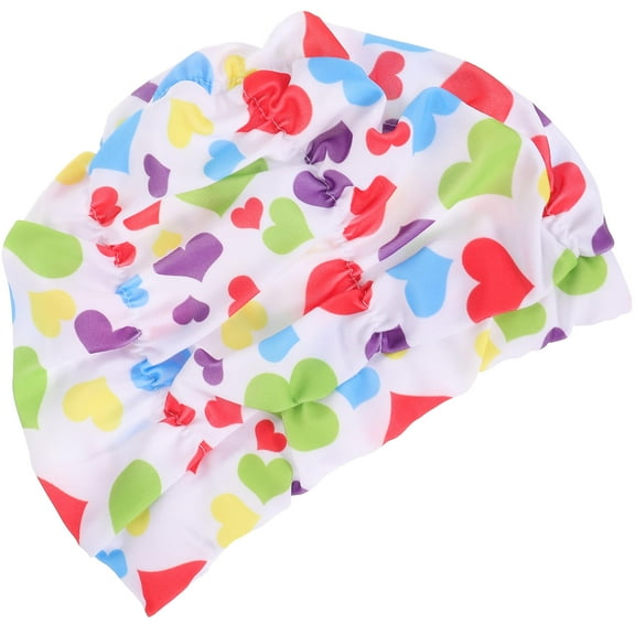 FESTFENDS 1Set Nylon Chinlon Wavy Shape Elastic Design Swim Cap for Adult Women Long Hair