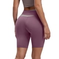 thumbnail image 2 of Womens Seamless Yoga Short Pants Stretchy High Waisted Fitness Running Sports Tight Knee Length Leggings Shorts Purple 3XL, 2 of 4