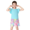 thumbnail image 4 of Cooltree Toddler Girls 2-Piece Skirt Set - Ruffled Blue Top & Tie - Dye Swirl Print Skort Outfits for Little Girls Size 5T, 4 of 7