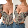 thumbnail image 2 of Chic-Fish Boned Bustier for Women Girls Sexy Backless Tee Tops Female Puff Sleeves T-shirts Summer T-shirt Tops Clubwear Multi L, 2 of 4