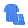 thumbnail image 2 of USNSM Men's Casual Short Sets 2 Piece Outfits Crew Neck T-Shirts and Shorts Set Fashion Solid Color Summer Jogging Tracksuit Blue L, 2 of 5