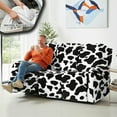 thumbnail image 4 of COEQINE Recliner Sofa Cover Soft Couch Slipcover 8 Pieces Stretch Recliner Chair Cover 3 Seater Fitted Reclining Chair Slipcover with Elastic Bottom and Pocket, Cow Print Black, 4 of 8