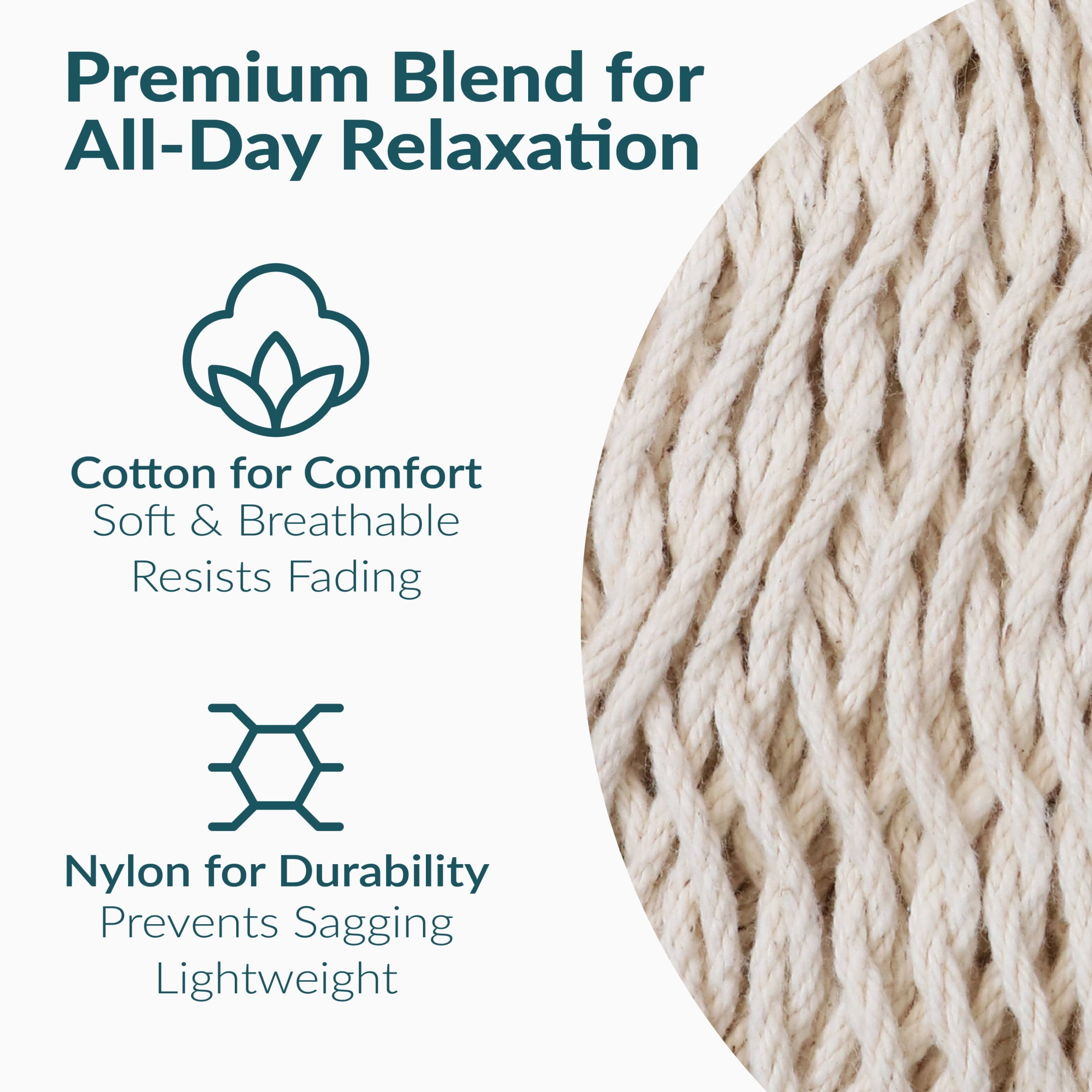 Sunnydaze 2-Person Cotton and Nylon Mayan Family Hammock, 625 lb Capacity - Natural
