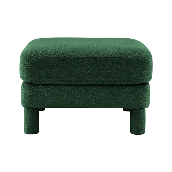 Modern Boucle Fabric Ottoman with Curved Armrests and Cylindrical Legs for Living Room Bedroom or Office Comfort Seating