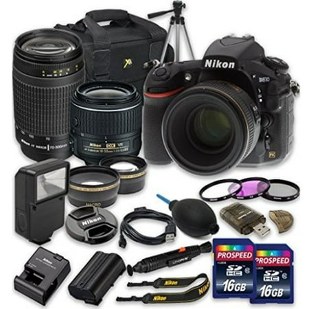 Nikon D810 Digital SLR Camera with 18:55mm f/3.5:5.6G VR II Lens + Nikon AF Zoom:NIKKOR 70:300mm f/4:5.6G Lens + Wideangle Lens + Telephoto Lens
