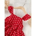 thumbnail image 5 of 2T Toddler Baby Girls Clothes Baby Girls Dress 2-3T Baby Girls Sleeveless Suspender Dress Layered Polka Dots Dress Red, 5 of 8