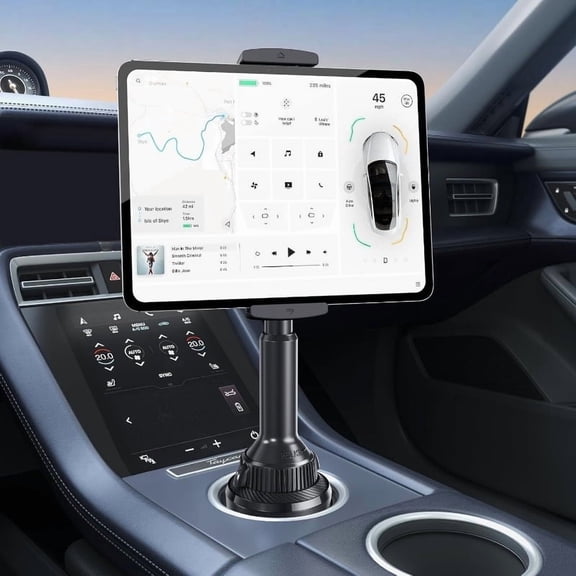 APPS2Car Tablet Holder for Car, Car Tablet Mount with Adjustable Clamp (Up to 8.3"), 10.57" Height Adjustable iPad Holder for 4.3"-11" Cell Phones & Tablets, Perfect Travel Companion