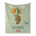 thumbnail image 1 of Saying Soft Flannel Fleece Throw Blanket, Tightrope Walker Hedgehog Holding Handle Umbrella and Life is Always Text, Cozy Plush for Indoor and Outdoor Use, 70" x 90", Multicolor, by Ambesonne, 1 of 6