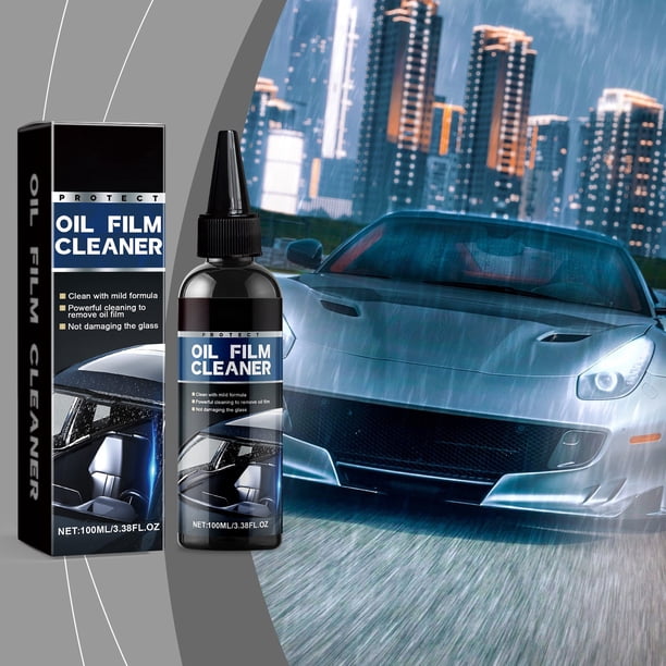 Limpiador de Película de Aceite para Coche, 100 Ml, Limpiador de Parabrisas con Revestimiento Repelente de Lluvia, Fórmula Bioenzimática para Eliminar Manchas Difíciles y Protección Impermeable.