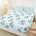 thumbnail image 3 of Manfei Cartoon Penguin Child Twin Sheet Sets, Cute Stars Print Twin Fitted Sheet, Kawaii Antarctic Animal Flat Sheet, Microfiber Bedroom Decor, 3-Piece, 3 of 7