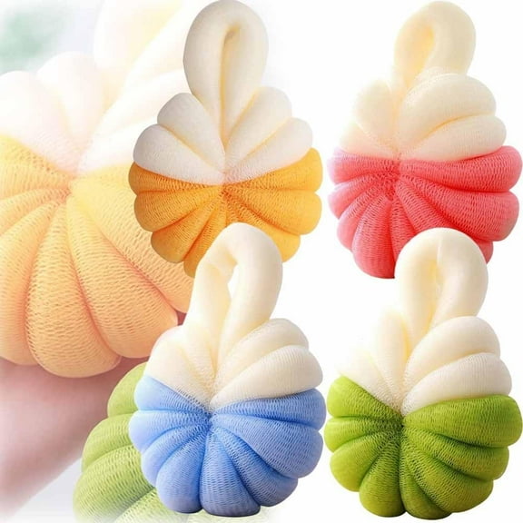 Dual-Color Mesh Shower Pouf - Foaming Loofah for Adults, Daily Bath Cleaning & Gentle Exfoliation Accessory(4 pcs)Z