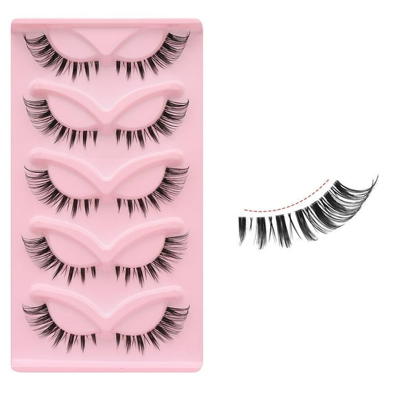 5Pairs Cat Eye Eyelashes manga Lashes 3D Clear Band Lashes naturalHalf Lashes,.