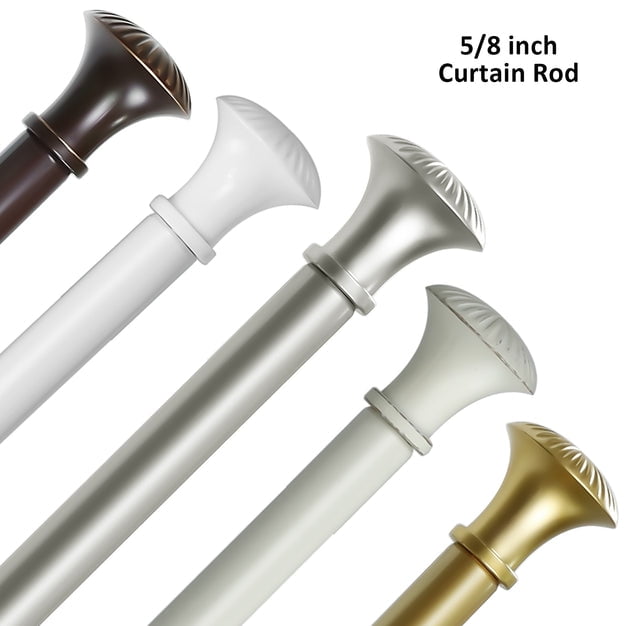 Ridicili 5/8" Telescoping Single Curtain Rods with Trumpet Finials,White, 48"-84"