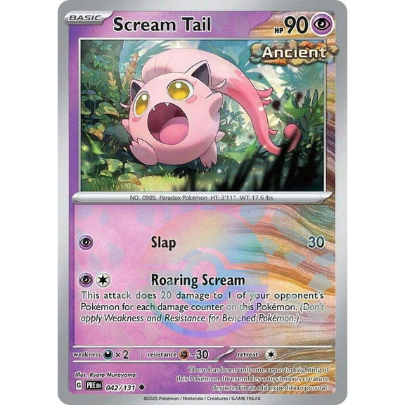 Pokemon Prismatic Evolutions Uncommon Scream Tail #42 (Poke Ball Pattern)