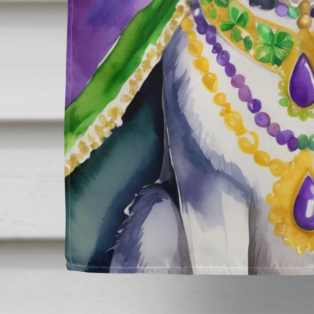Siberian Husky King of Mardi Gras House Flag 28 in x 40 in