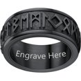 thumbnail image 1 of ORUYROP Can Engrave Viking Rune Spinner Rings for Men/Women, Size #7-#14 Chain Link Fidget Ring, Stainless Steel/Gold Plated/Black-Send Gift Box, 1 of 7