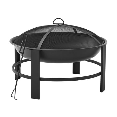 MAINSTAYS 28″ ROUND WOOD BURNING FIRE PIT, STEEL FRAME