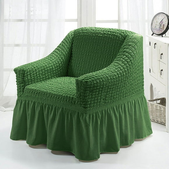 Housse Extensible en Seersucker pour Fauteuil à Oreilles, Housses de Fauteuil à Oreilles avec Jupe, Housses de Fauteuil de Salon, Ensemble Facile, Housses Lavables