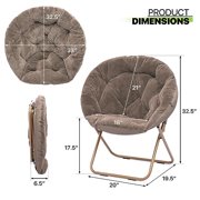 Magshion Round Foldable Oversized Moon Saucer Chair for Adults Large Cozy Chair for Bedroom, Beige