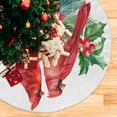 thumbnail image 5 of FMSHPON Christmas Red BirdsHolly Leaves Xmas Christmas Tree Skirt Stand Mat for Holiday Party Decoration Indoor Outdoor 36 inches, 5 of 6